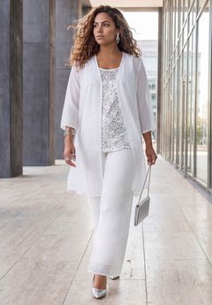3-Piece Sequin Tank Pant Suit