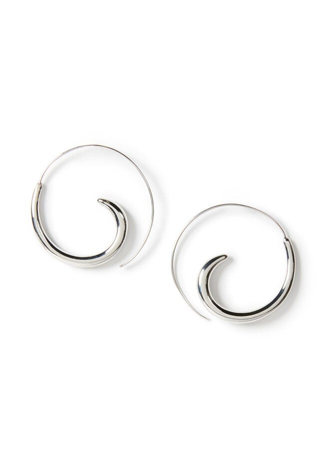 Wire Swirl Hoop Earrings, SILVER, hi-res image number 0