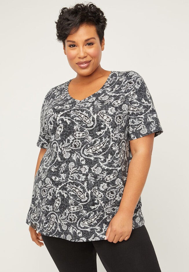 Kiawah Paisley Tee, GREY PAISLEY, hi-res image number null