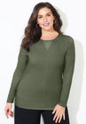 Curvy Collection Mesh Inset Top, OLIVE GREEN, hi-res image number null