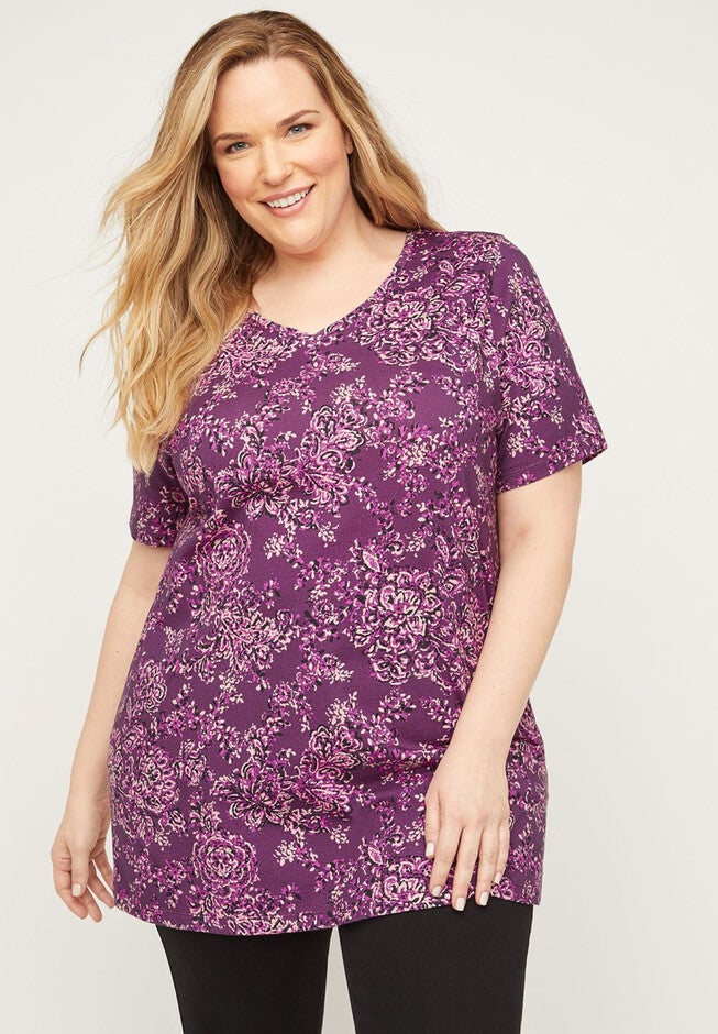 Amberbrook Tee, PURPLE FLORAL PRINT, hi-res image number 0