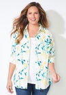 Liz&Me™ Buttonfront Shirt, WHITE WATERCOLOR LEMON, hi-res image number null