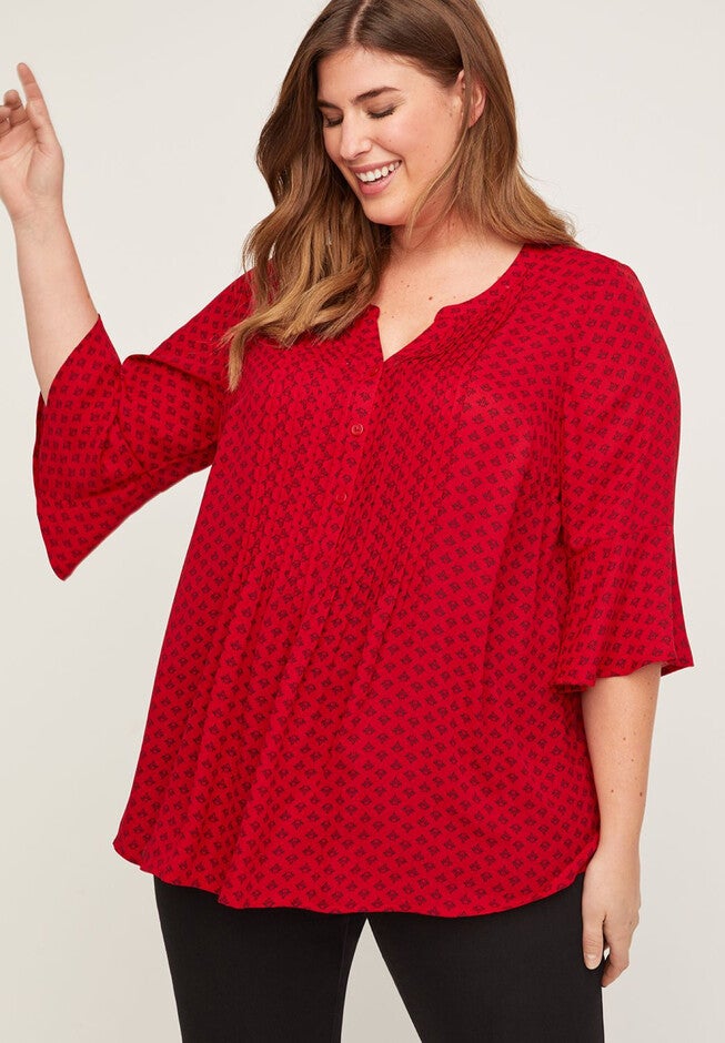 East Ridge Georgette Top, RED FOULARD, hi-res image number 0