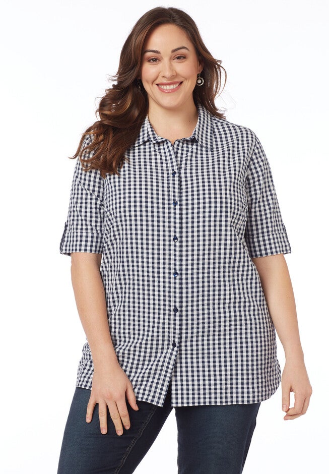 Gingham Buttonfront, MARINER NAVY, hi-res image number null