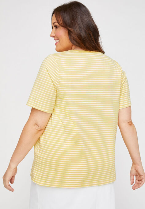 Striped Embroidered-Neck Suprema Tee, , on-hover image number null