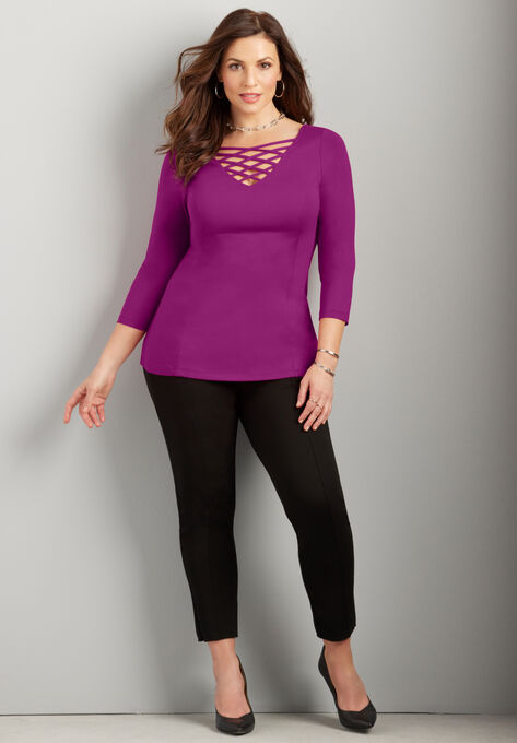 Curvy Collection Crisscross Top, BERRY PINK, hi-res image number null