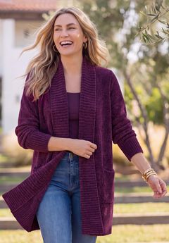 Chenille Shawl Collar Cardigan