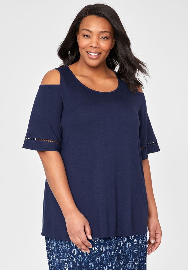AnyWear Crochet Stitch Top, MARINER NAVY, hi-res image number null
