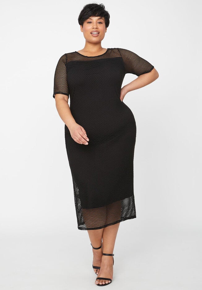 Curvy Collection Soft Mesh Dress, BLACK, hi-res image number null