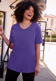 Suprema® Crochet V-Neck Tee