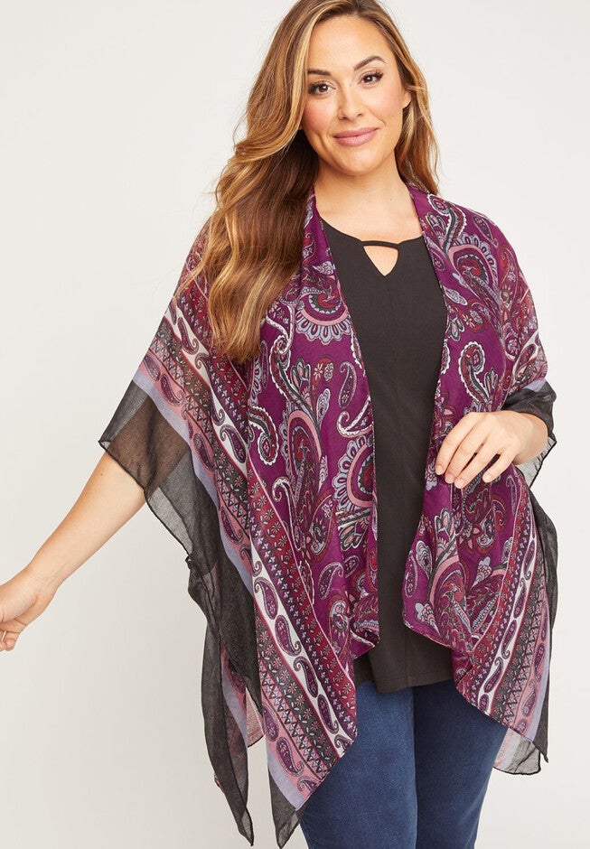 Cherry Creek Paisley Kimono, PURPLE, hi-res image number null