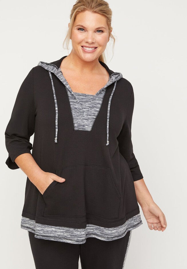 Blended Breeze Duet Hoodie, HEATHER GREY BLACK, hi-res image number null