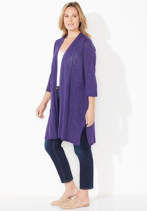 Pointelle Stitch Cardigan, , alternate image number null