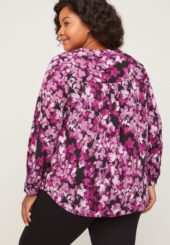 Signature Crepe Floral Impression Blouse, , on-hover image number null