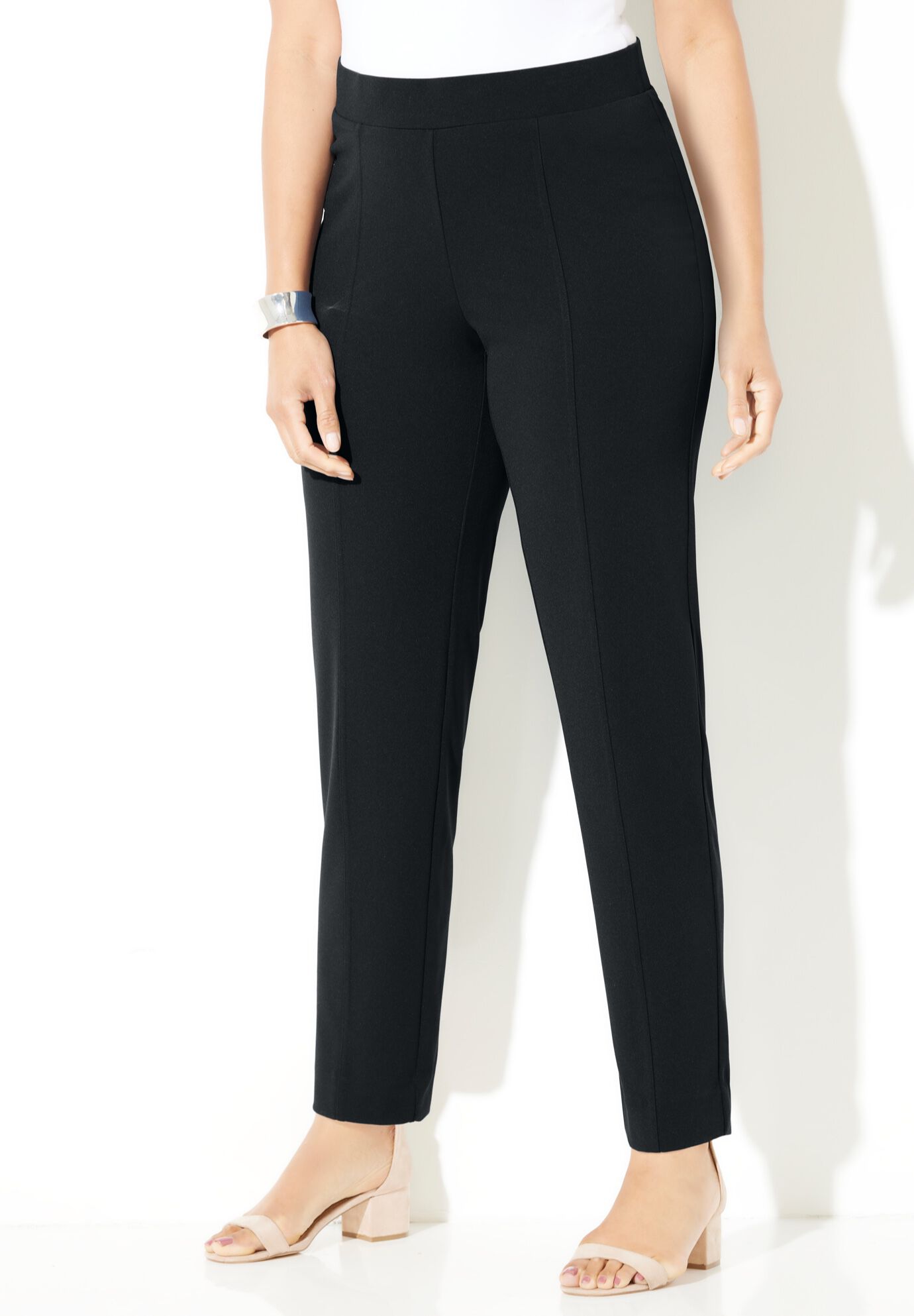 パンツ +DEINET+ ATHLEISURE KNIT HALF PANTS IN BLACK KDBDS4S33110600 Crepe Knit Pull-On Pant with Elastic Waistband, Black