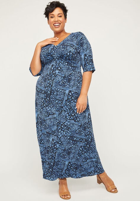 Soundview Twist-Knot Maxi Dress, BLUE PRINT, hi-res image number null
