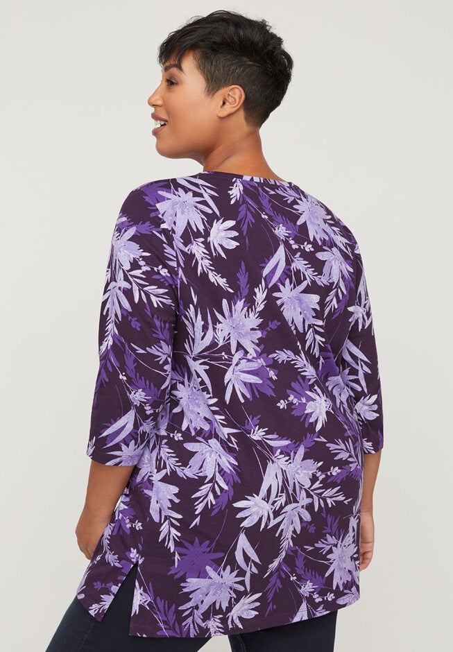 Etched in Floral Print Easy Fit Tee, , on-hover image number null
