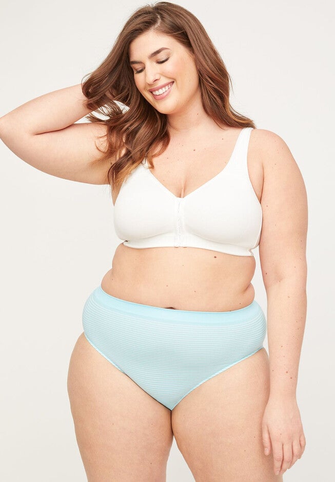 Seamless Printed Hi-Cut Brief Panty, LIGHT BLUE STRIPE, hi-res image number null