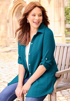 Collared Cable Buttonfront Tunic