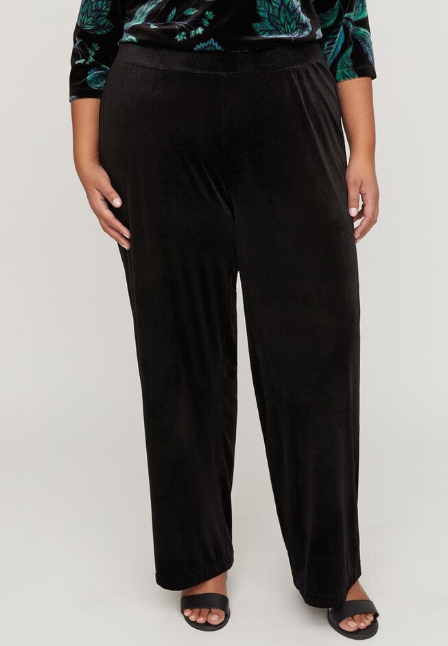 Wide Leg Velvet Pant, BLACK, hi-res image number null