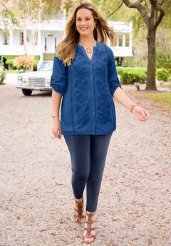 Embroidered Buttonfront Tunic