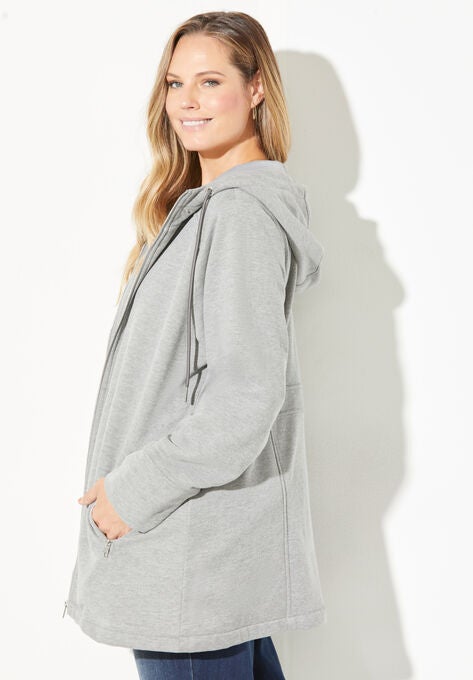 Sweater Fleece Coat with Sherpa Lined Hood, , alternate image number null