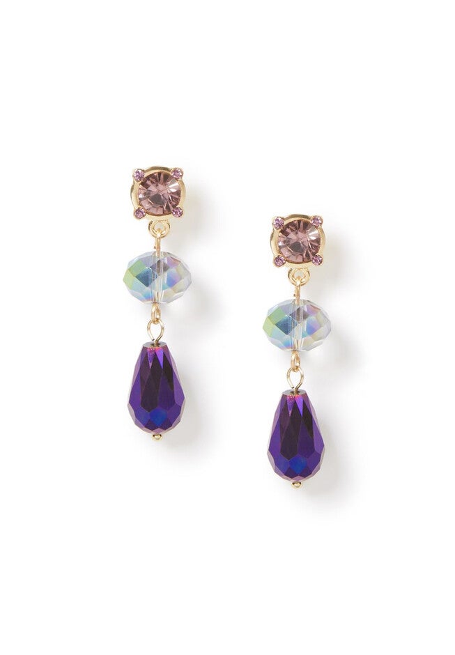 Violet Shine Drop Earrings, DEEP AZALEA, hi-res image number 0