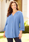 Pebbled Crepe Blouse, FRENCH BLUE, hi-res image number null