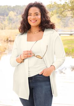 Waffle Knit Lace Back Cardigan