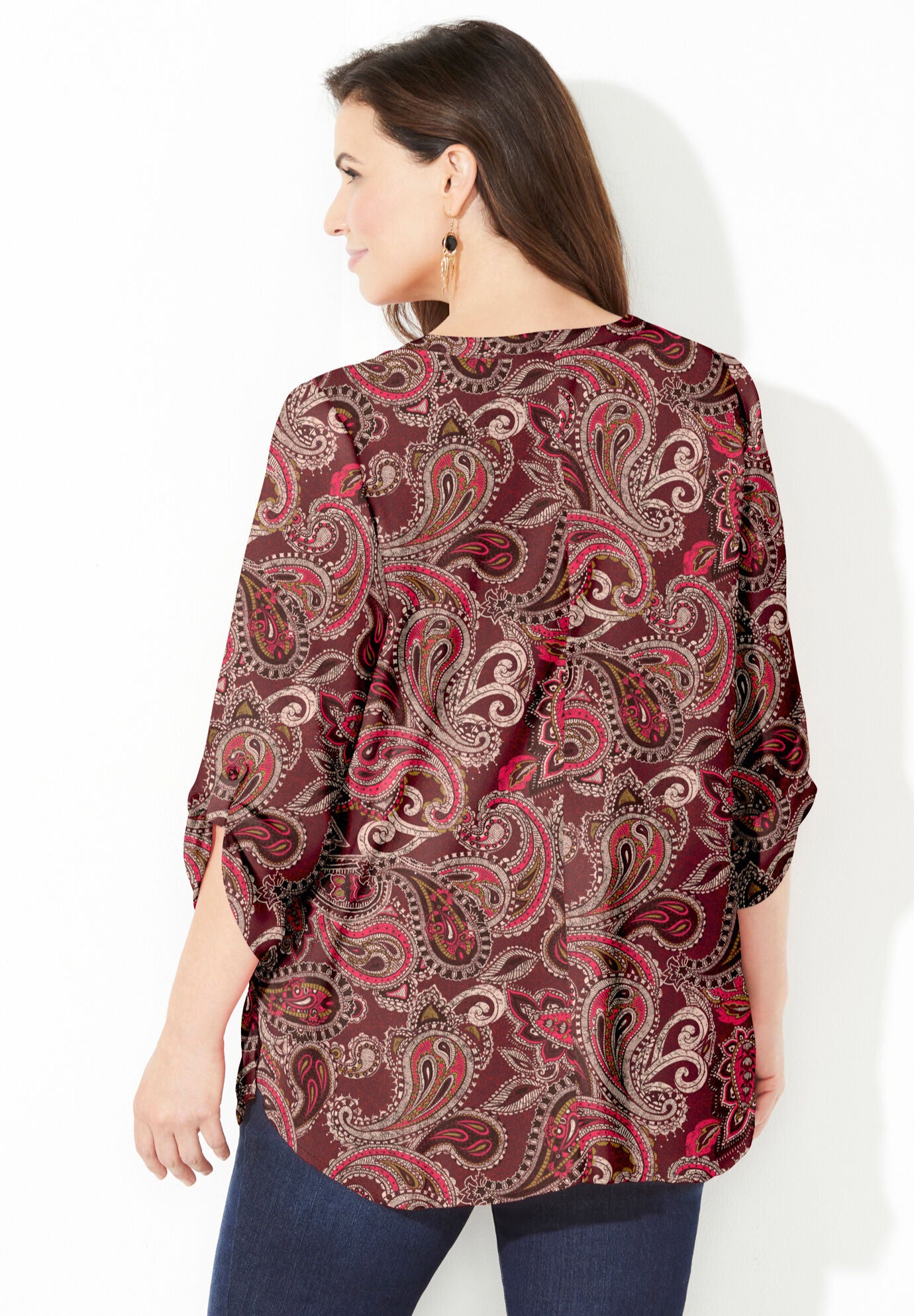 Breezeway Georgette Blouse, COFFEE BEAN PAISLEY, on-hover image number 1