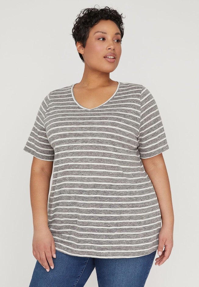 Classic Stripe Tee, MID HEATHER GREY, hi-res image number null