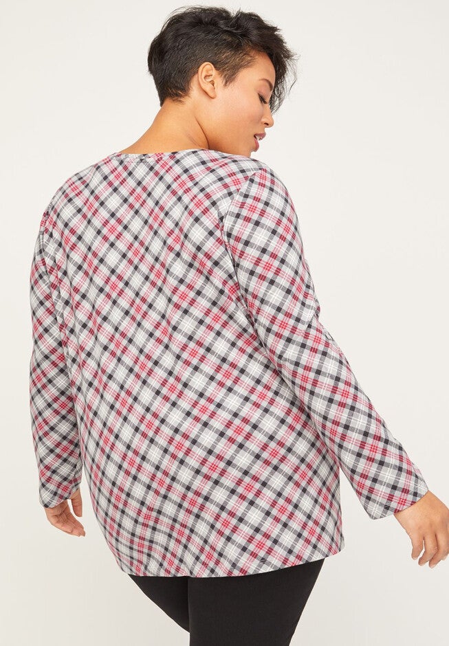 Winterbloom Plaid Top With Long Sleeves, , on-hover image number null