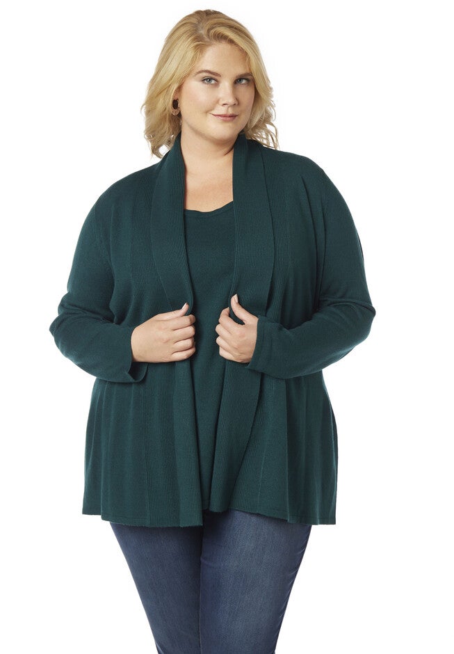 Foldover Collar Cardigan, EVERGREEN LANE, hi-res image number null