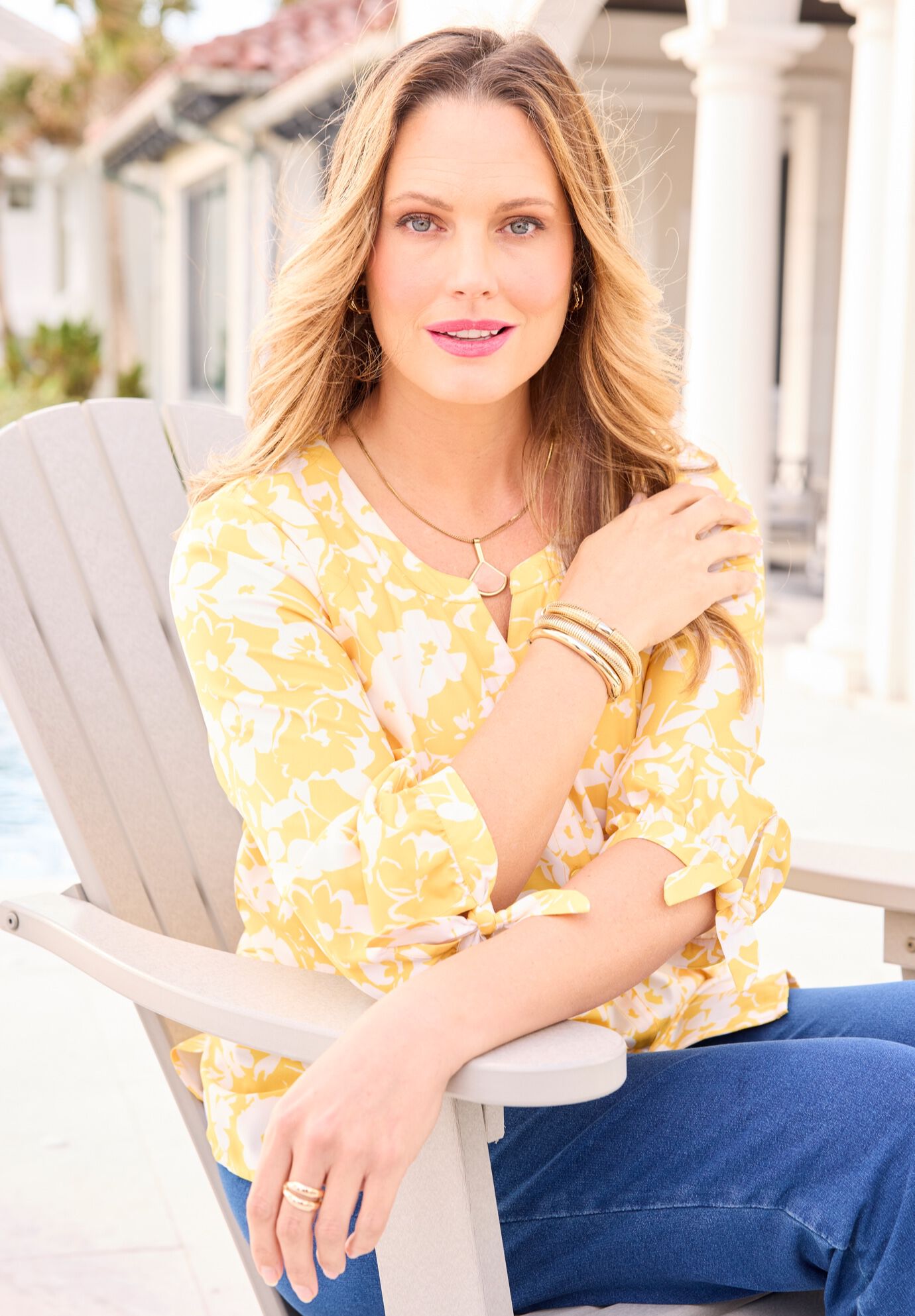 Georgette Buttonfront Tie Sleeve Cafe Blouse, , alternate image number 4