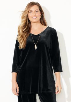 AnyWear Velvet V-Neck Tunic