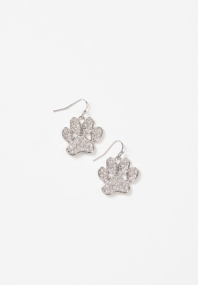 Shimmering Paw Earrings, SILVER, hi-res image number null