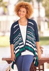 Liz&Me Striped Cascade Cardigan, NAVY WHITE CLOVER GREEN, hi-res image number null