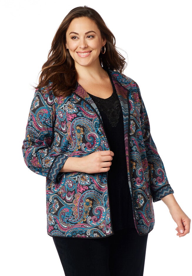 Sleek Stretch Nola Jacket, PAISLEY PRINT, hi-res image number null