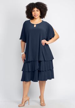 Embellished Keyhole Midi-Tier Dress