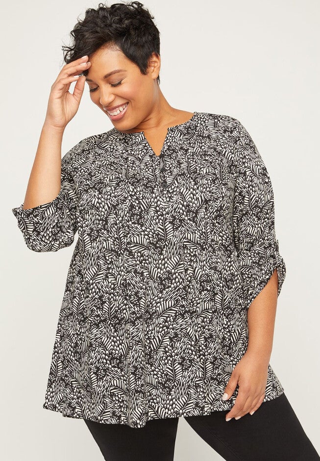 Midnight Garden Top, ABSTRACT FLORAL, hi-res image number 0