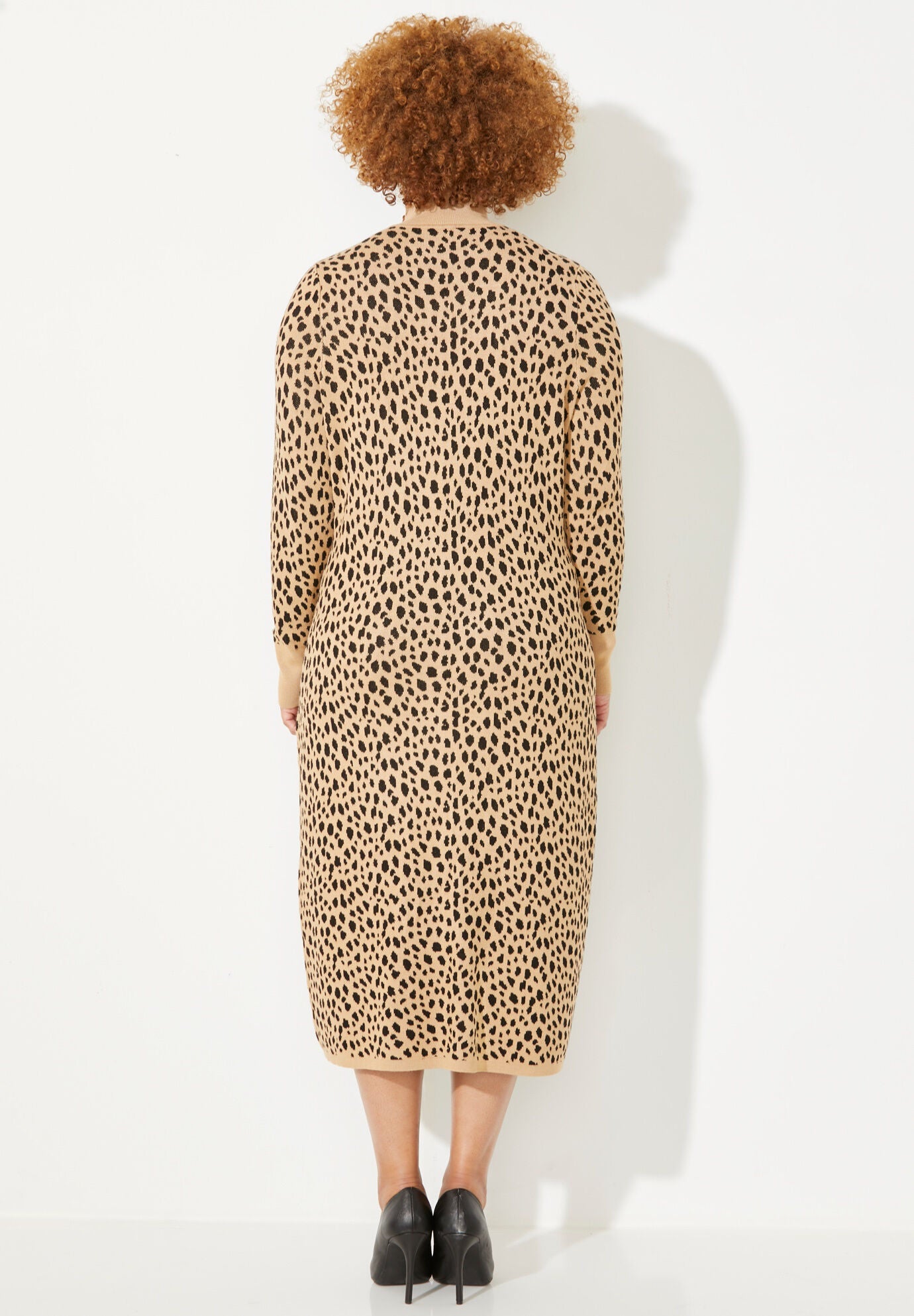 Liz&Me&reg; Mockneck Sweater Dress, SOFT CAMEL ANIMAL, on-hover image number 1