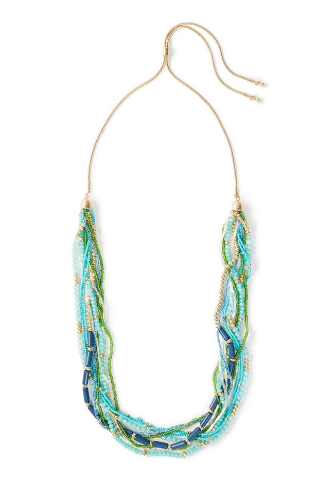 Tide Pool Beaded Necklace, AQUA, hi-res image number 0