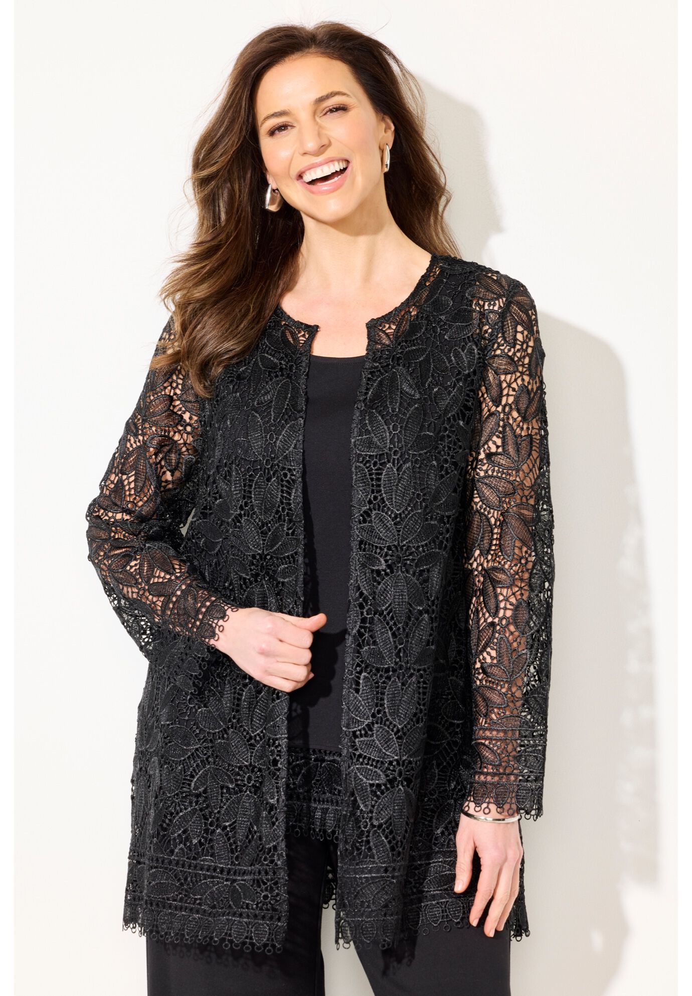 Lace Jacket, BLACK, alternate image number 3