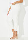 Eyelet Hem Straight Leg Capri, , alternate image number null