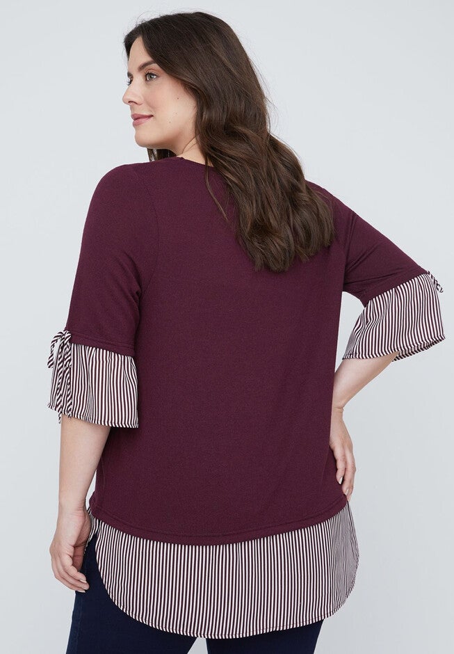 Striped Shirting Duet Top, , on-hover image number null