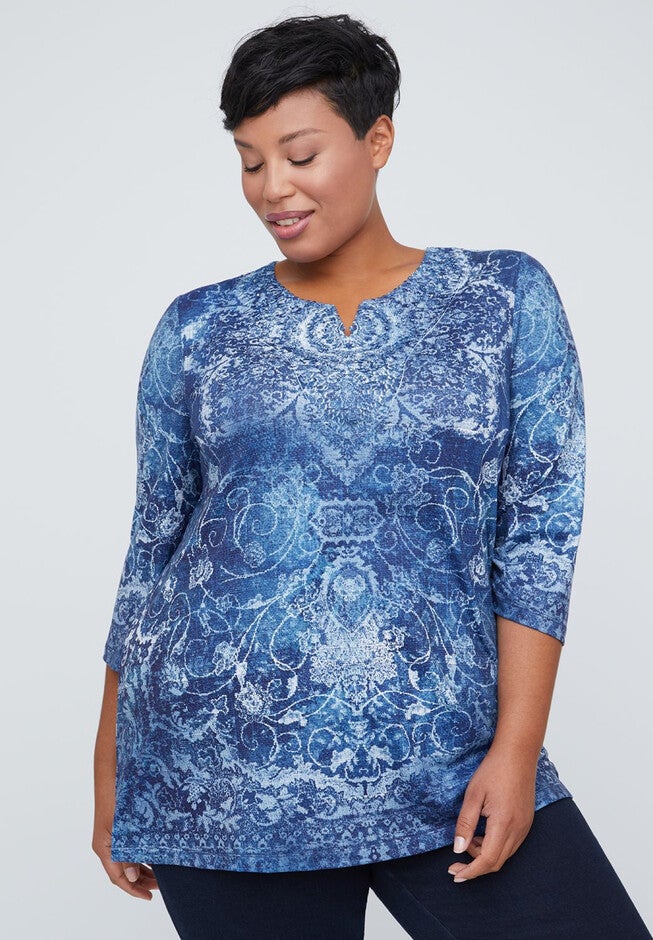 Embroidered Sparkle Top, BLUE BASQUE DISTRESS, hi-res image number null