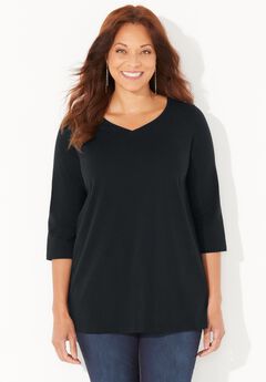 Suprema® 3/4 Sleeve V-Neck Tee