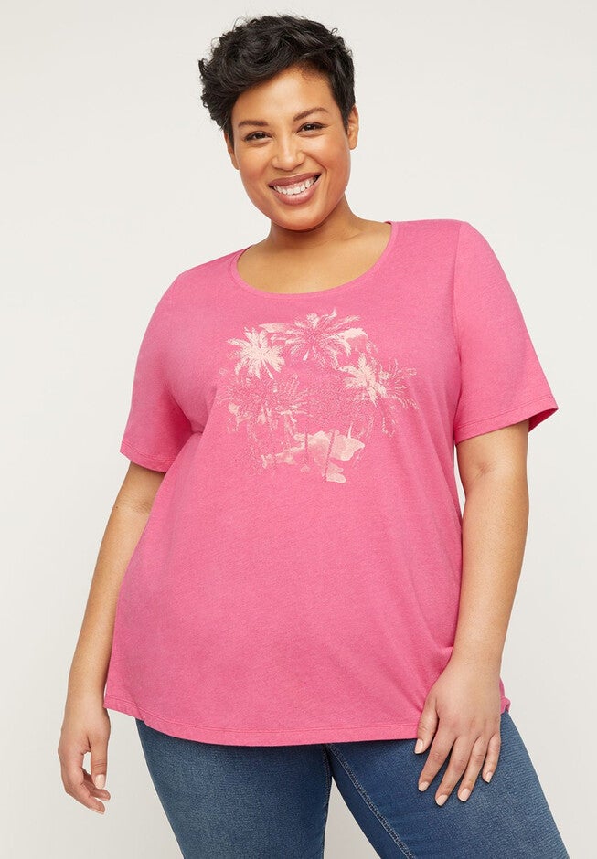 Glitter Island Tee, PINK, hi-res image number 0