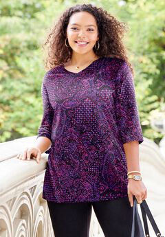 Easy Fit 3/4-Sleeve V-Neck Tunic