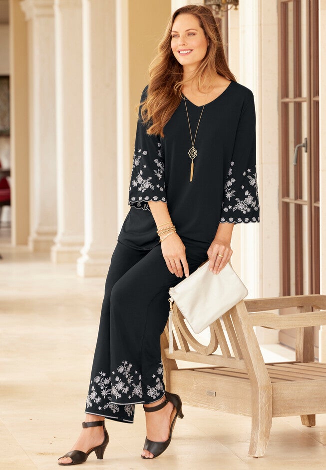 AnyWear Embroidered Ankle Pant, , alternate image number null
